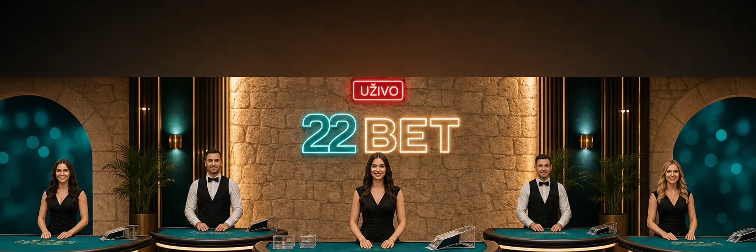 Stolovi uživo u 22Betu s krupjeima u studiju